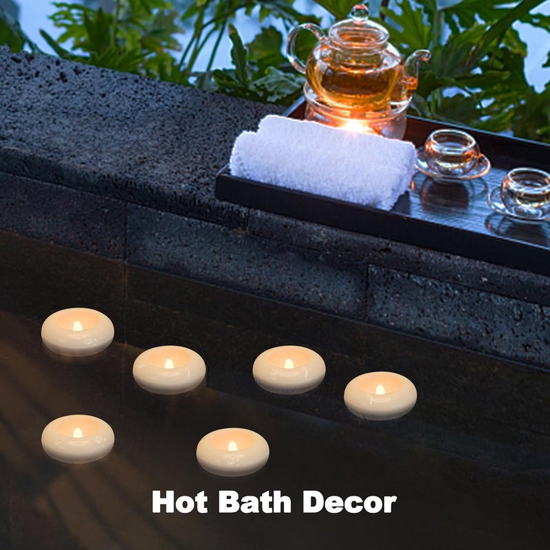 Aignis 24 Flameless LED Floating Candles, 3-Inch Plastic Battery Operated Tealights, Glow Time Over 120 Hours, Cozy Romantic White Light, Suitable for Pool/Bathtub/Hot Bath/Valentine's Day - Image 5